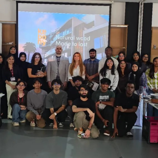 BSc (Hons) Architecture students from De Montfort University Dubai recently had the pleasure of welcoming Mr. Mauro Affuso from Kebony, a pioneer in the field of sustainable wood production,